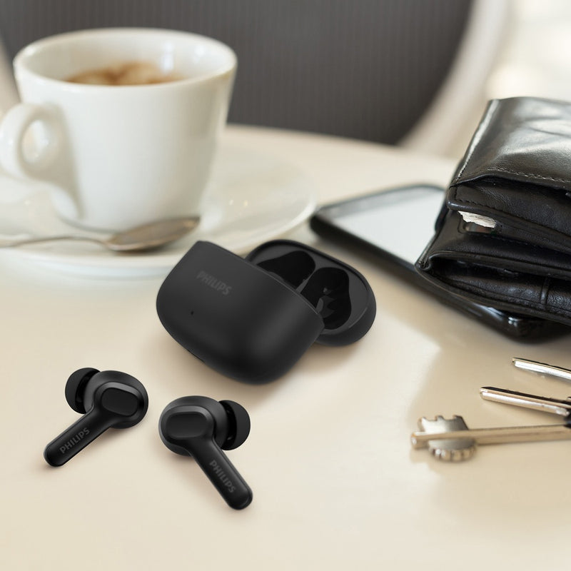 Fone De Ouvido Sem Fio Tws Philips TAT1109BK/00 Na Cor Preto, Com Bluetooth, Microfone, Tecnologia Ipx4
