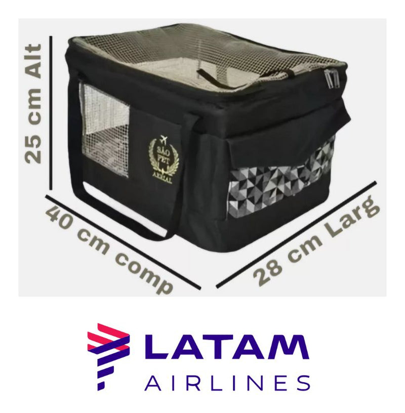 Bolsa de transporte aéreo para pets vermelha modelo latam 40x28x25 cm