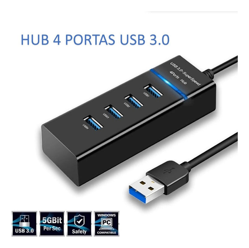 Pafesa Tech Extensão Hub Cabo Usb 3.0 Alta Velocidade Adaptador Com 4 Portas Usb Para Mouse Teclado Notebook Pc
