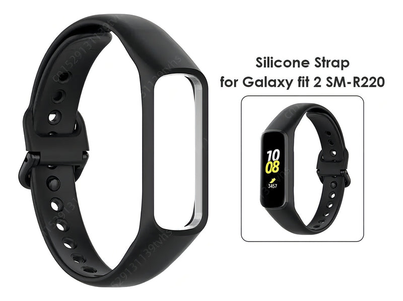 Pulseira Silicone Para Smartwatch Samsung Galaxy Fit2 R220 Cor Preto