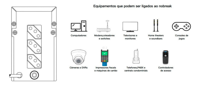 Nobreak JBR Guard 600VA entrada e saída de 120V