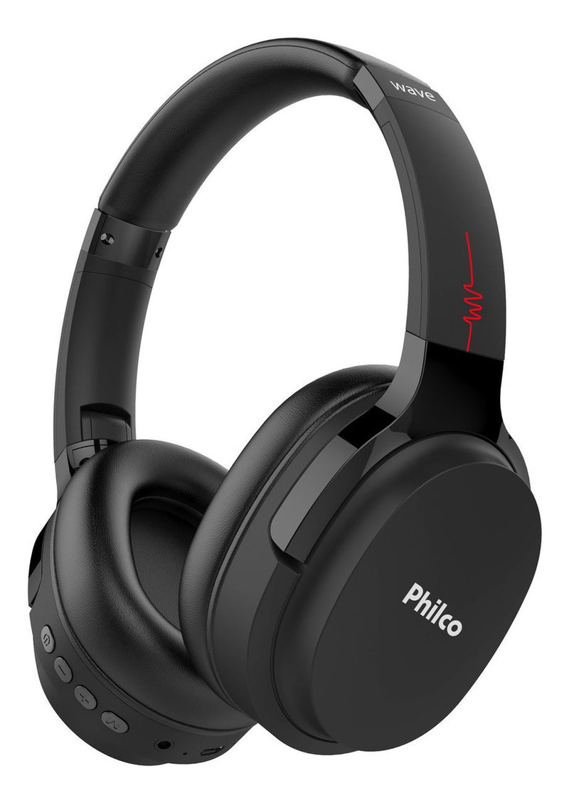 Headphone Philco Bluetooth Pfo01btp Wave Cor Preto Com rádio e leitor SD Microfone integrado