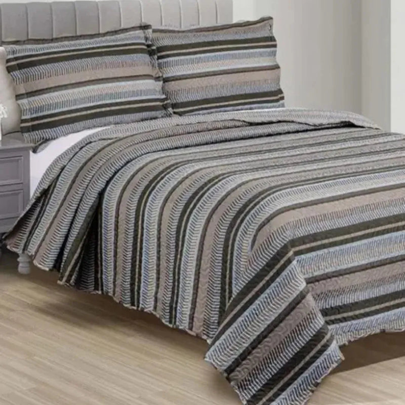 Kit Cobre Leito Colcha Queen Patchwork Evolution Dupla Face 3 pçs Camesa