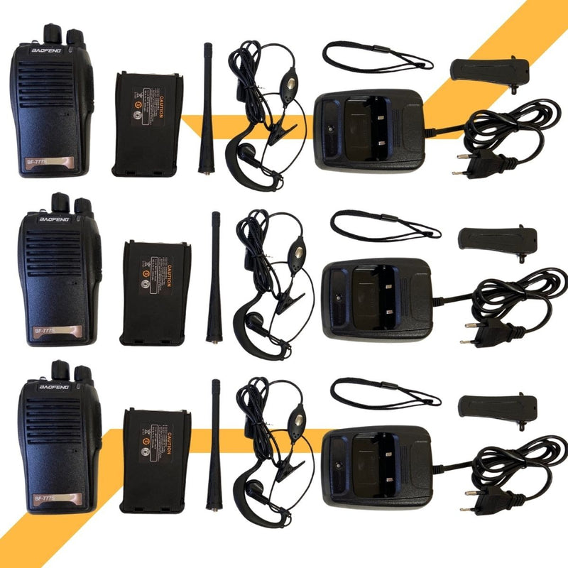 Kit 4 Radio Comunicador BF-777s Profissional Ht Uhf 16 Canais 400-470MHz Preto