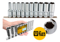 Jogo De Soquetes Longos Sextavado 1/2 Pol Aço Crv 10 A 22mm Tks100 The Black Tools