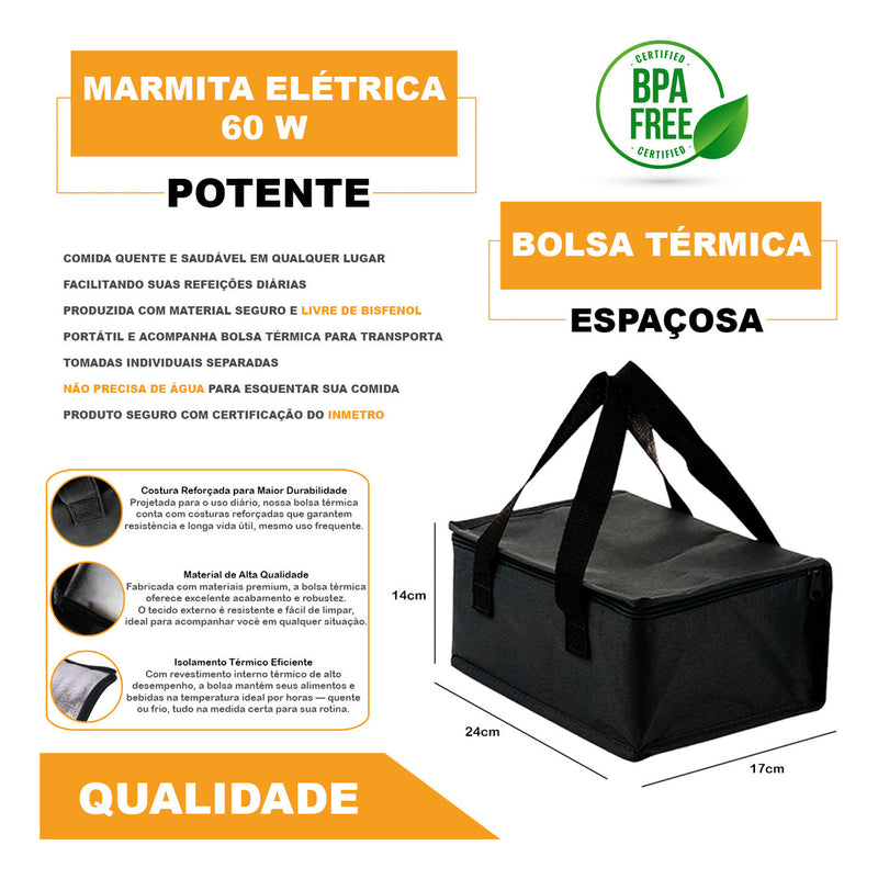 Marmita Elétrica Yonks Bivolt Carro/casa 12v/24v E 110v/220v