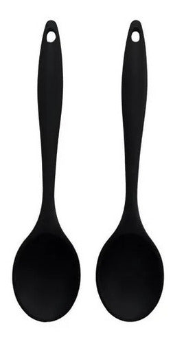 Kit 2 Colheres De Arroz Silicone Maciço Não Riscam Panelas