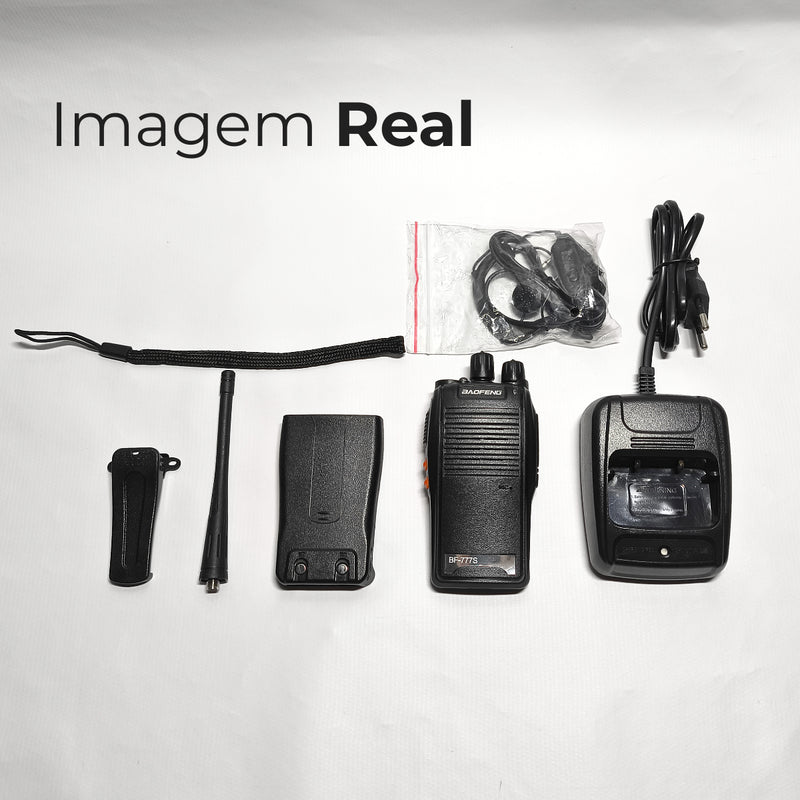 1 Unidade Rádio Baofeng 777S HT 12Km Segurança Profissional Walk Talk 16 Canais UHF Recarregável Kit com Fone de Ouvido