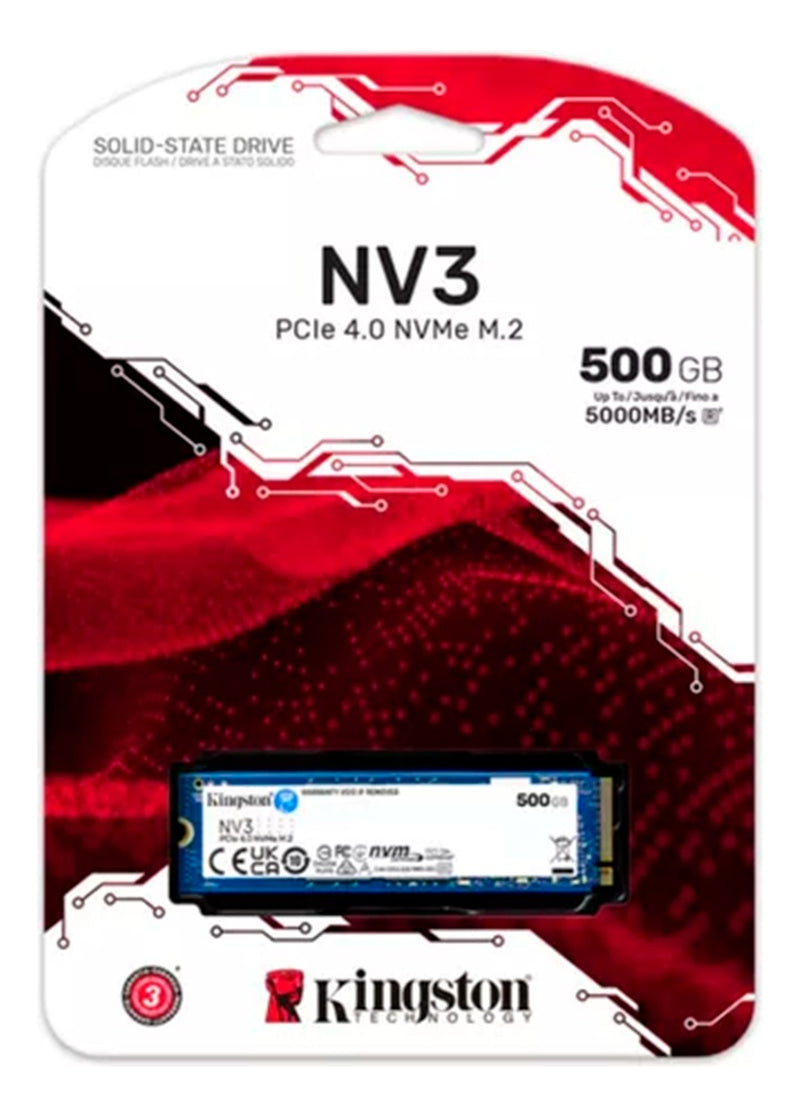 SSD Kingston NV3 500GB M2 2280 NVME PCIe 4.0 Gen 4x4 Ultra Rápido