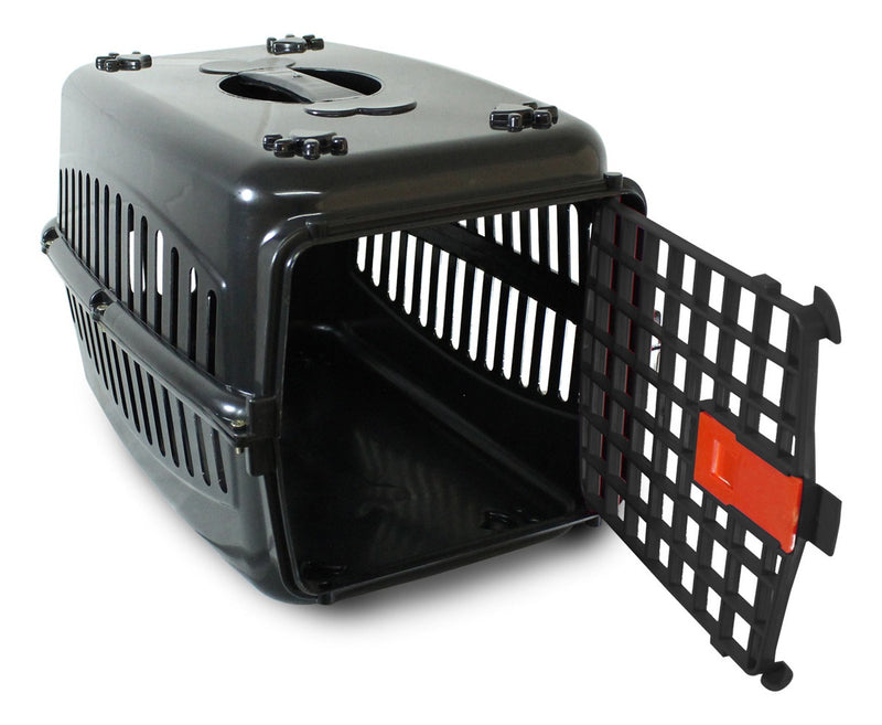 Caixa De Transporte Alça Coelho Cachorro Gato Preta/porta N2