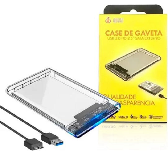 Case Externa Gaveta Para Hd Sata 2,5 Usb 3.0 Transparente Pafesa Tech Notebook Computador Pc Portátil Para Windows