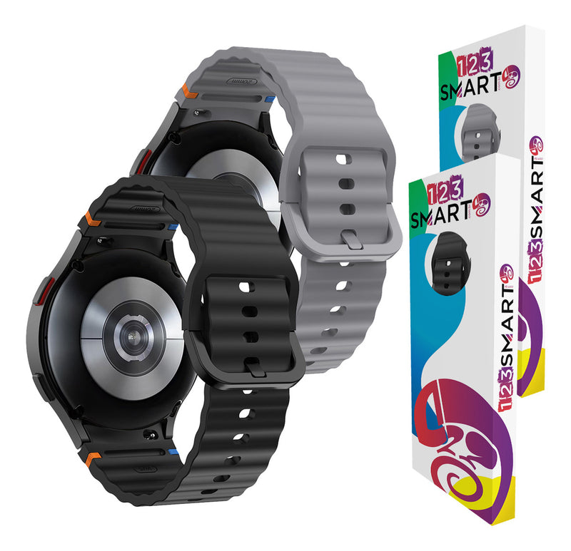 Pulseira De Silicone Ridge 3 Cores 123-alc-07 Marca 123smart Compavel Com Samsung Galaxy Watch 4 5 6 7 Fe 40mm 42mm 43mm 44mm 45mm 46mm 47mm Classic Pro - Cor Preto