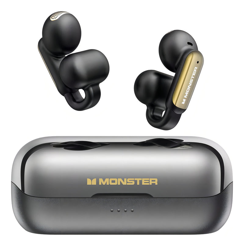 Fones De Ouvido Sem Fio Bluetooth Monster E62 IPX6 Waterproof Gamer Com Microfone HD Integrado, Fones De Ouvido Abertos Com Cancelamento De Ruído, Fones De Ouvido Esportivos Com Clipe Preto