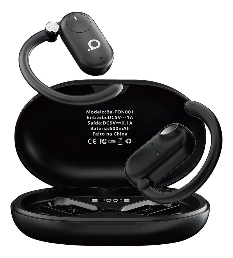 Fone De Ouvido Sem Fio, Bluetooth 5.4, Ows Esportivo, Estéreo Hi-fi, Enc(chamada Hd Bluetooth), Bateria De 30 Horas De Duração, 100h Standby, Tws Corrida Ciclismo, Basike Ba-fon001 Cor Preto
