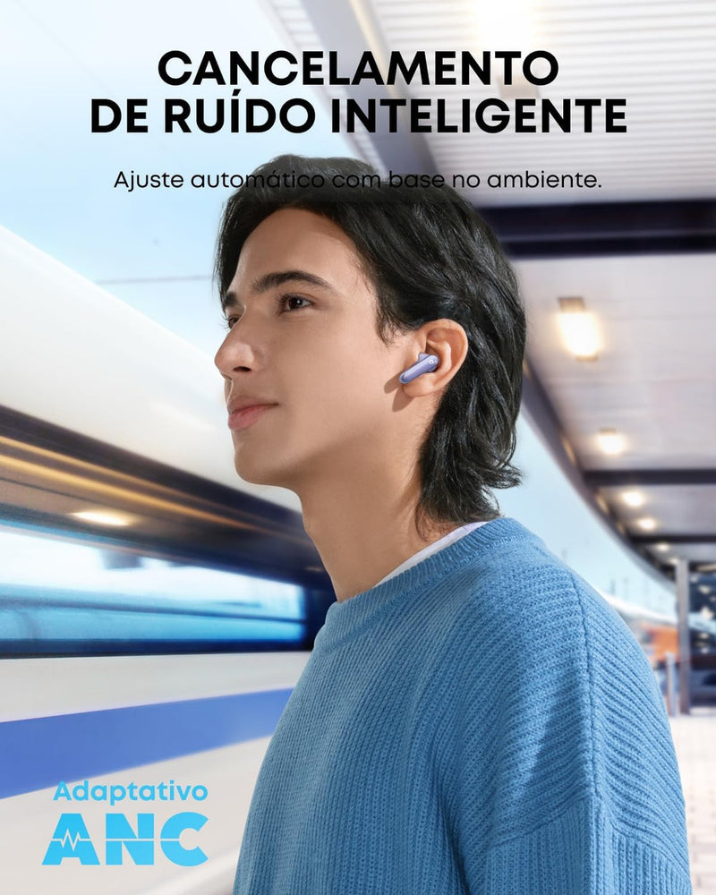 Fone De Ouvido In ear Soundcore by Anker P40i com Cancelamento Ativo de Ruído Automático Graves Poderosos 60H de Reprodução Estojo 2 em 1 Suporte IPX5 Carregamento Sem Fio Bluetooth 5.3 Cor Preto