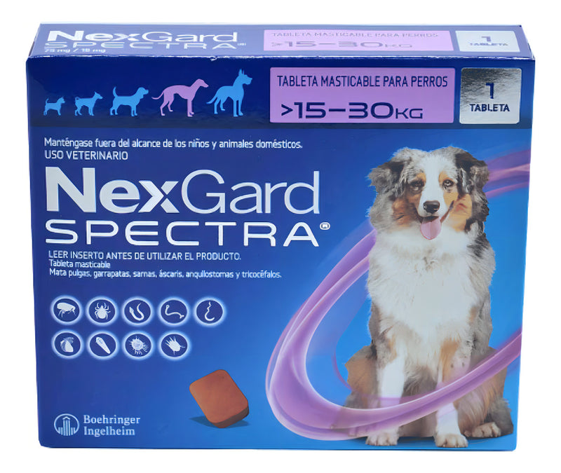 Comprimido antiparasitário para pulga carrapato vermes sarnas Merial NexGard Spectra TABLETE para cão de 15.1kg a 30kg