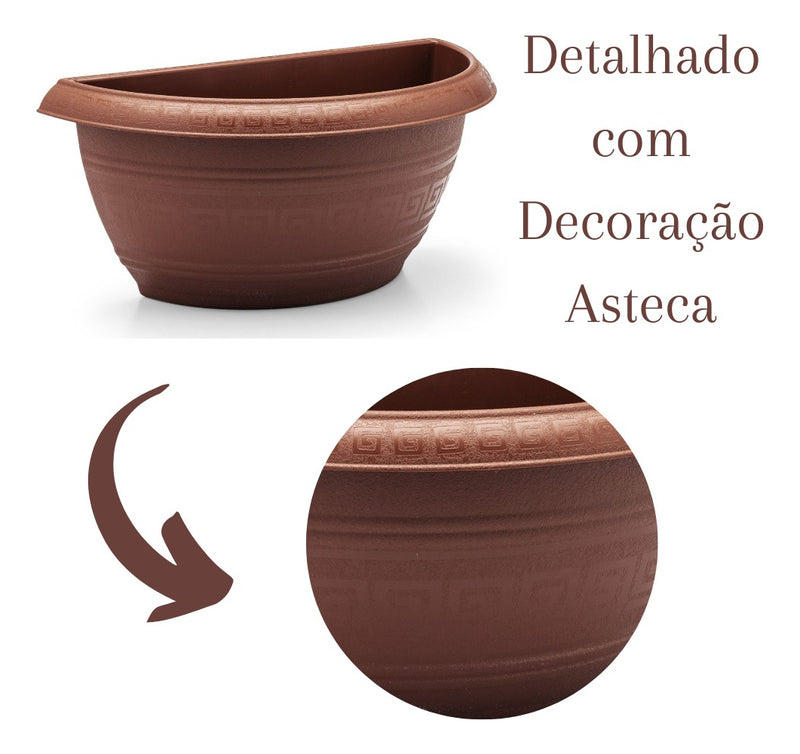 Vaso Meia Cuia Grande Jardim Horta Vertical 3,3l Kit 12 Pçs Cor Terracota