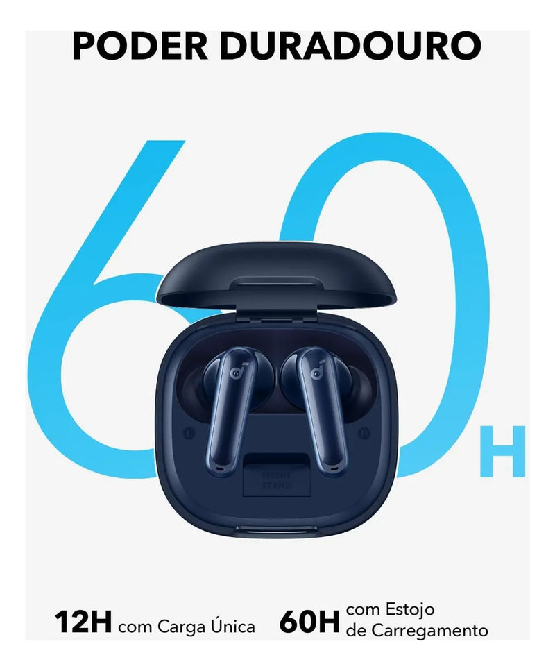 Fone De Ouvido In ear Soundcore by Anker P40i com Cancelamento Ativo de Ruído Automático Graves Poderosos 60H de Reprodução Estojo 2 em 1 Suporte IPX5 Carregamento Sem Fio Bluetooth 5.3 Cor Preto