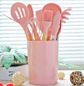 Kit Completo 12 Utensílios De Cozinha Silicone Cabo Madeira Alta Resistência Antiaderente Durável Design Moderno Ideal Para Cozinhar e Servir Com Segurança Ponte Lar Utilidades