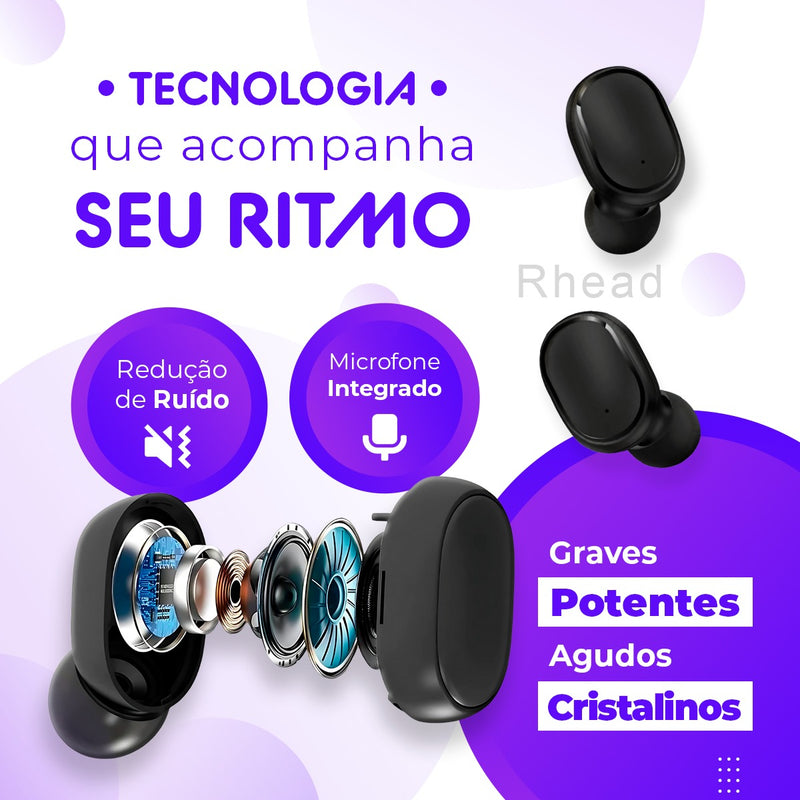 Fone De Ouvido Bluetooth Sem Fio Tws Bateria De Longa Duração e Conexão Ultra Rápida RHEAD