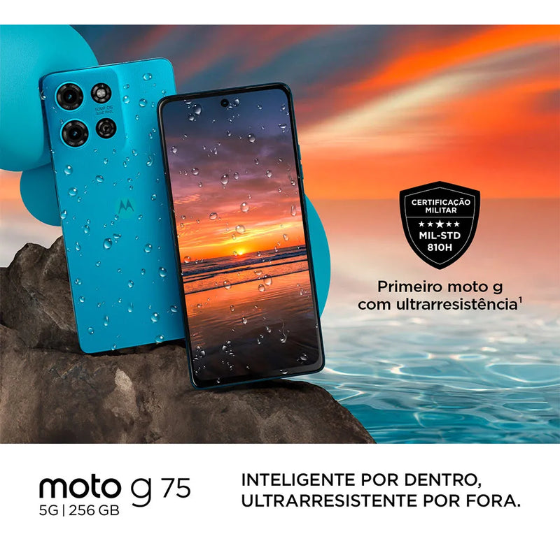 Smartphone Motorola Moto g75 5G - 256GB 16GB (8GB RAM+8GB Ram Boost) e 50MP Sony Lytia 600 Camera Moto AI Ultrarresistencia militar - Preto