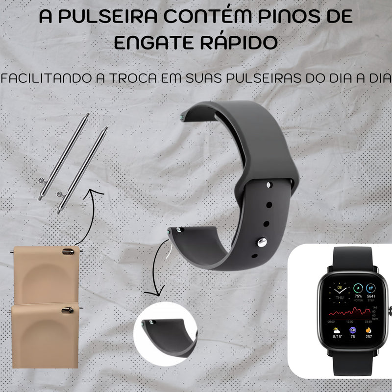 Pulseira Borracha 20mm Amazfit Gts 2 3 4 Mini Galaxy Active Cor Verde Largura 20 mm