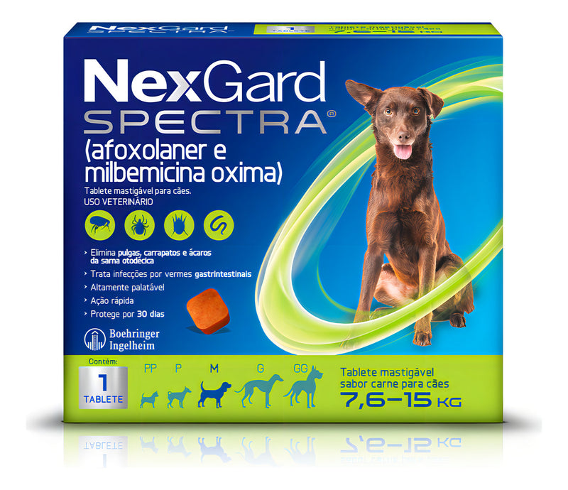 Comprimido antiparasitário para pulga carrapato vermes sarnas Merial NexGard Spectra TABLETE para cão de 15.1kg a 30kg