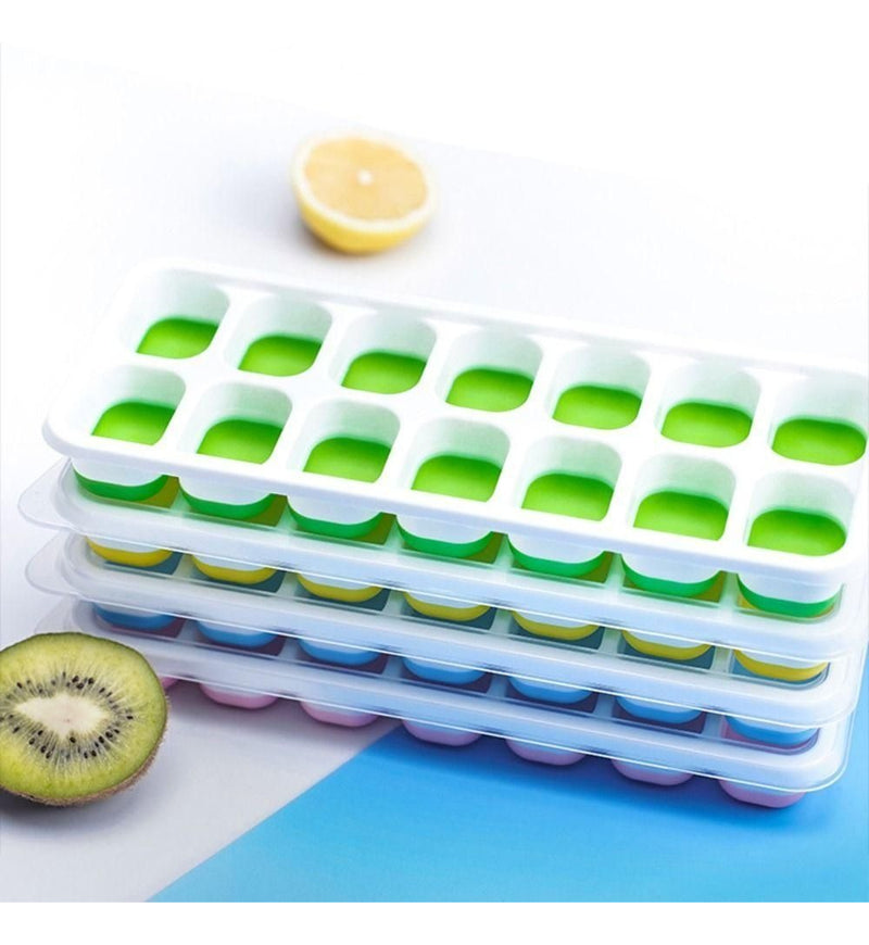 4 Formas De Gelo Cubo Tampa Rígida E Fundo Flexível Silicone
