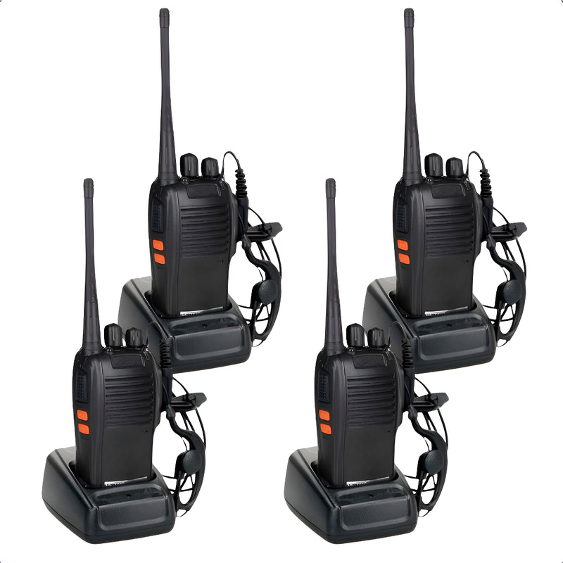 Kit 4 Radio Walk Talk Comunicador 16 Ch 12km Baofeng 777s Ht Preto Bf777s