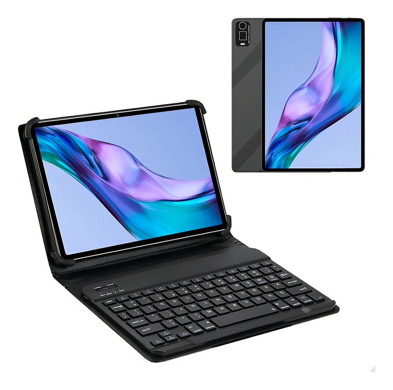 Tablet Pc 10.1 C/mouse Teclado E Capa Chip 4g Ram6gb + 128gb Cor Azul-aço