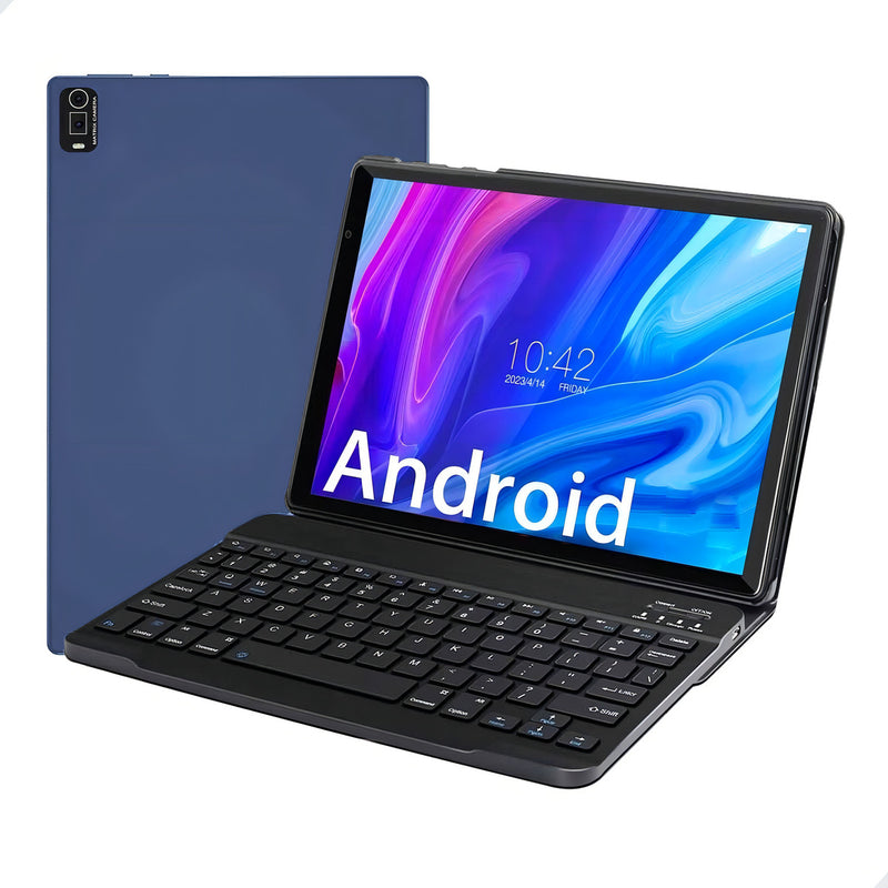 Tablet Pc 10.1 C/mouse Teclado E Capa Chip 4g Ram6gb + 128gb Cor Azul-aço